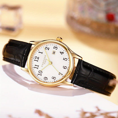 Elegant Women Quartz Wristwatch Faux Leather Strap Minimalist Design