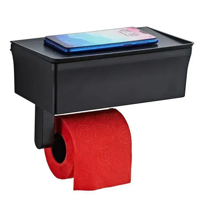 ElegantEssentials Wall Mounted Toilet Roll Holder with Shelf and Drawer