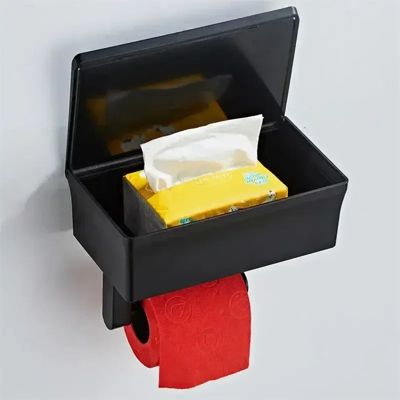 ElegantEssentials Wall Mounted Toilet Roll Holder with Shelf and Drawer