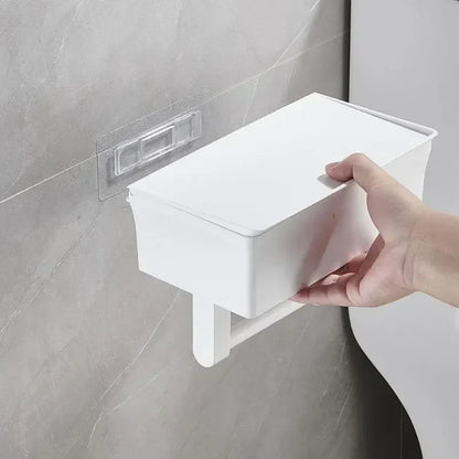 ElegantEssentials Wall Mounted Toilet Roll Holder with Shelf and Drawer