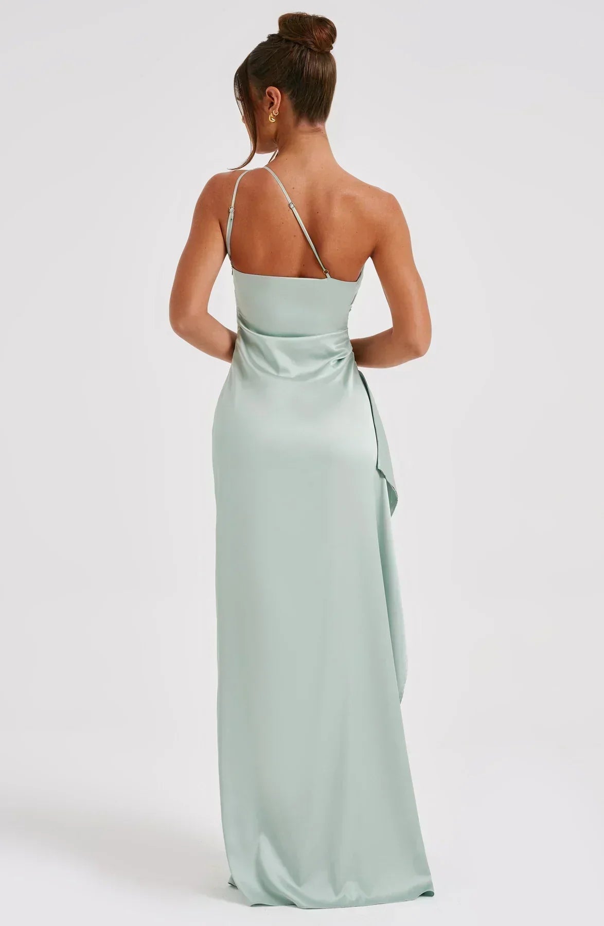 Eliana Off Shoulder Pleated Satin Dress