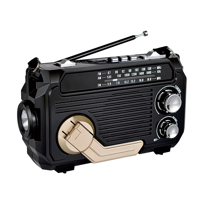 Emergency Radio with 2500 mAh Power Bank, Solar & Hand Crank Charging, AM/FM Radio and LED Lights