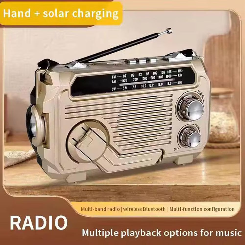 Emergency Radio with 2500 mAh Power Bank, Solar & Hand Crank Charging, AM/FM Radio and LED Lights