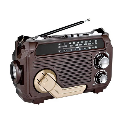 Emergency Radio with 2500 mAh Power Bank, Solar & Hand Crank Charging, AM/FM Radio and LED Lights