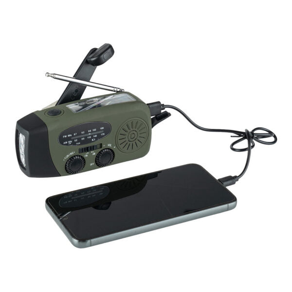 Emergency Radio with Power Bank, Solar Charging and LED Flashlight
