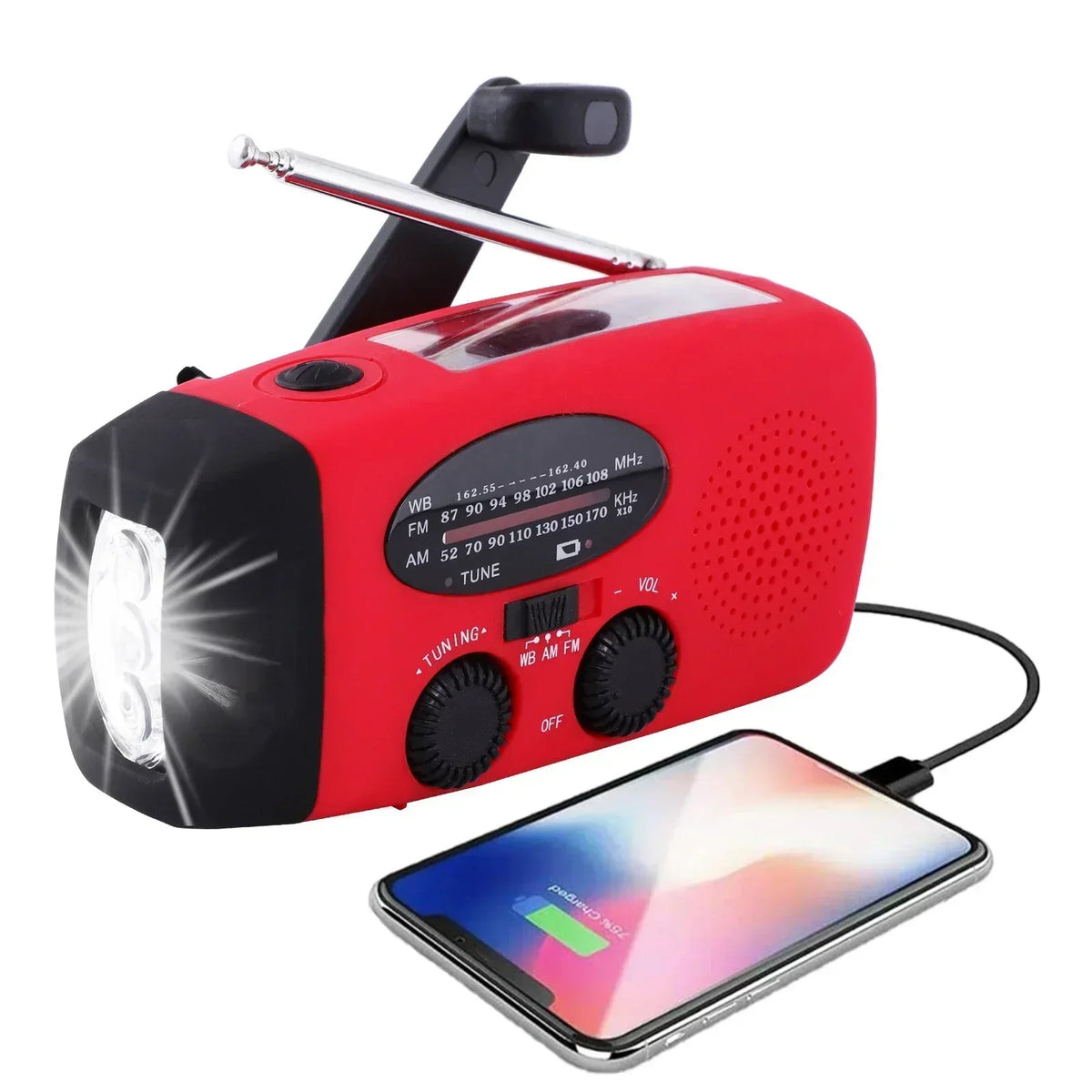 Emergency Radio with Power Bank, Solar Charging and LED Flashlight