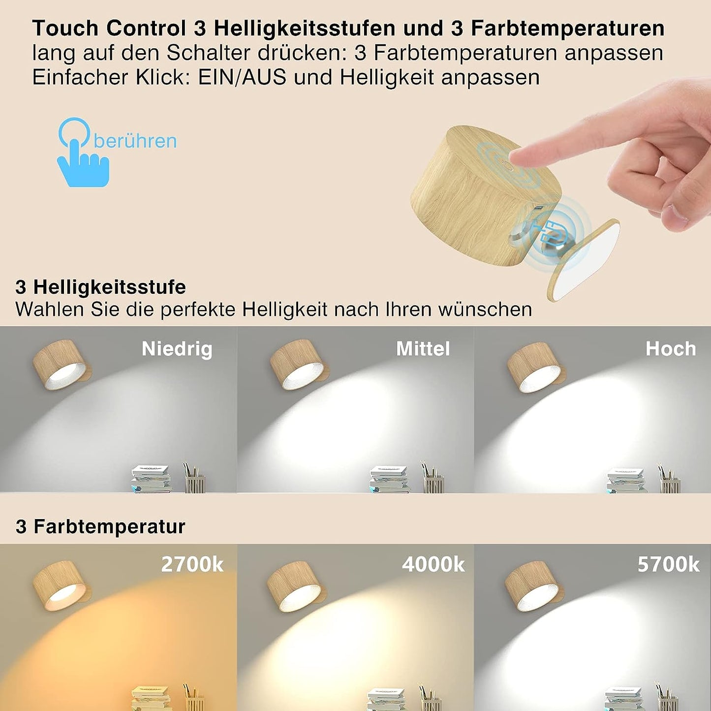 Eternity Glow Wireless LED Wall Light with Remote and Adjustable Lighting