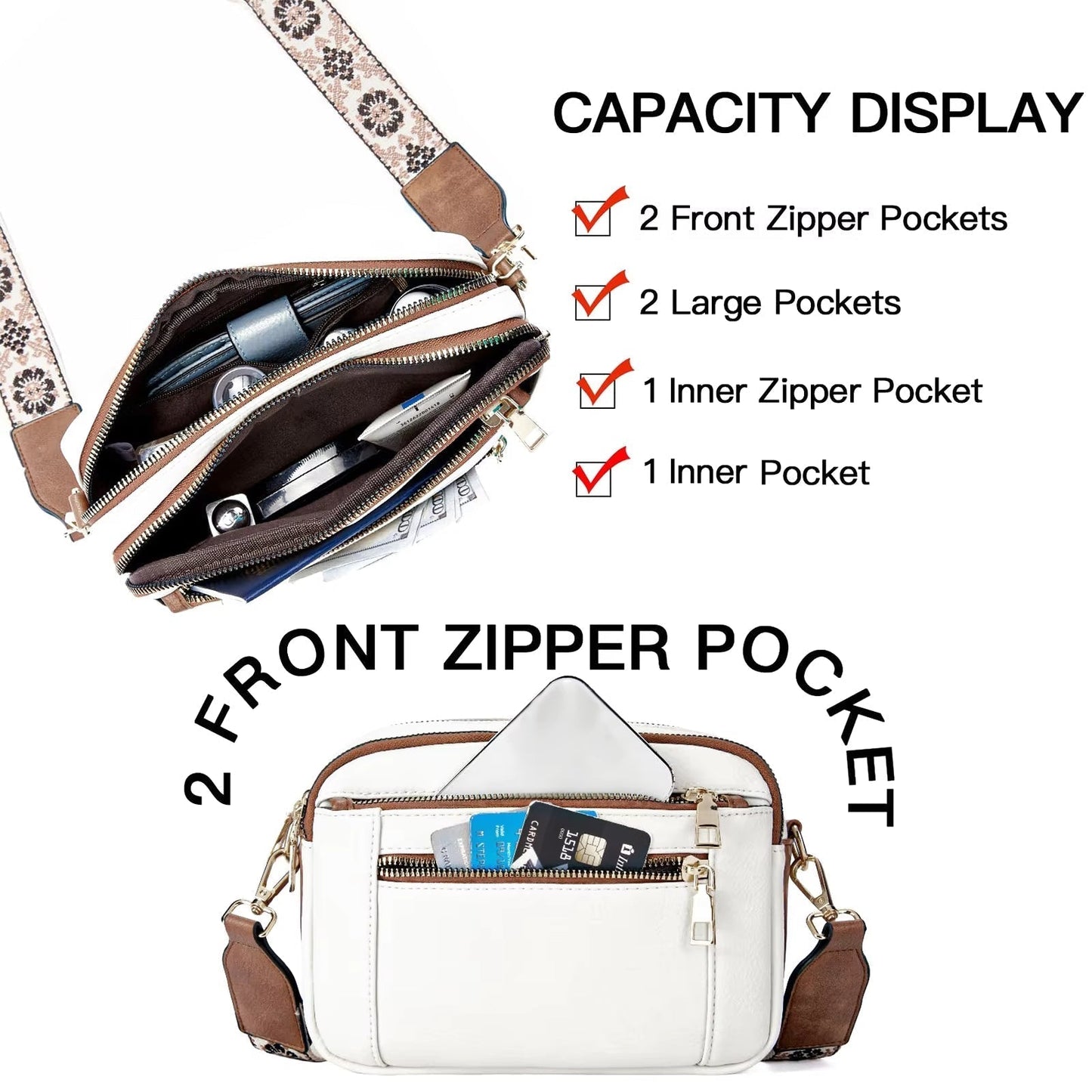 Evelien Women’s Shoulder Bag Multi Zip Crossbody