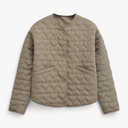 Evelyn Quilted Heart Jacket Women Warm Autumn Winter Coat