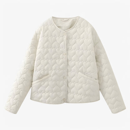 Evelyn Quilted Heart Jacket Women Warm Autumn Winter Coat