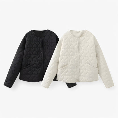 Evelyn Quilted Heart Jacket Women Warm Autumn Winter Coat