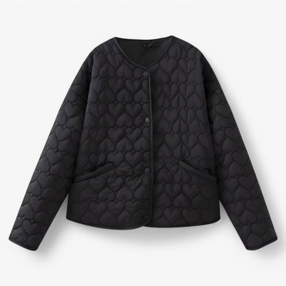 Evelyn Quilted Heart Jacket Women Warm Autumn Winter Coat