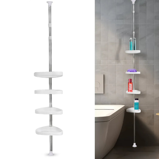Expandable Bathroom Storage Rack with Adjustable Shelves and Drainage Holes