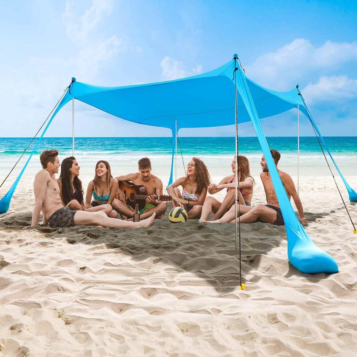 Family Beach Tent with UPF50+ Sun Protection and Sand Anchors