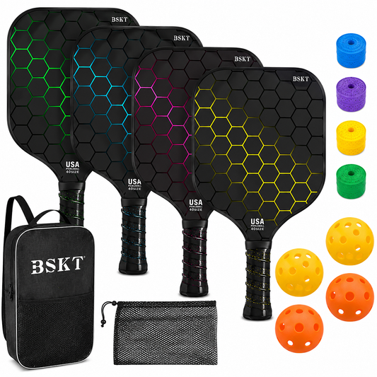 Set di racchette da pickleball in fibra di vetro con palline e borsa