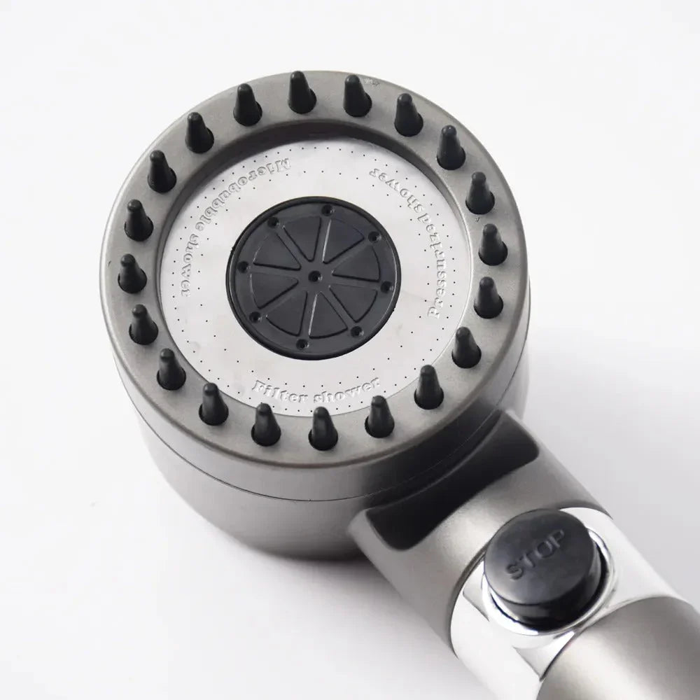 Filtered Massage Showerhead with Replaceable Lime Filter, 3 Jet Settings and Universal Connection