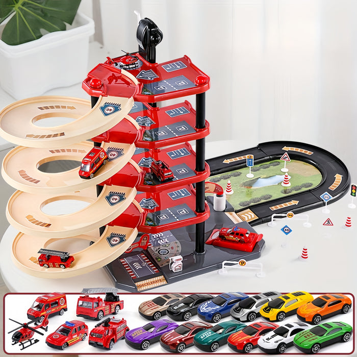 FirePark Multi-Level Fire Station Playset with Trucks and Accessories