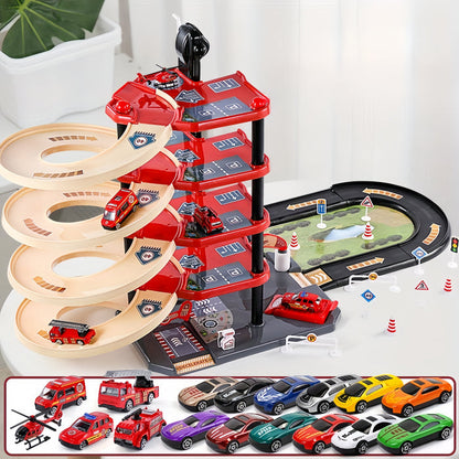 FirePark Multi-Level Fire Station Playset with Trucks and Accessories