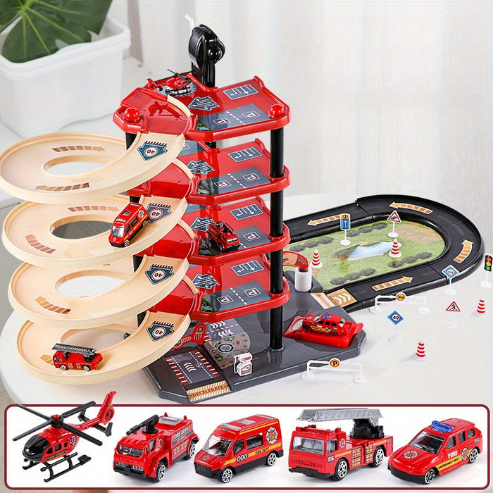FirePark Multi-Level Fire Station Playset with Trucks and Accessories