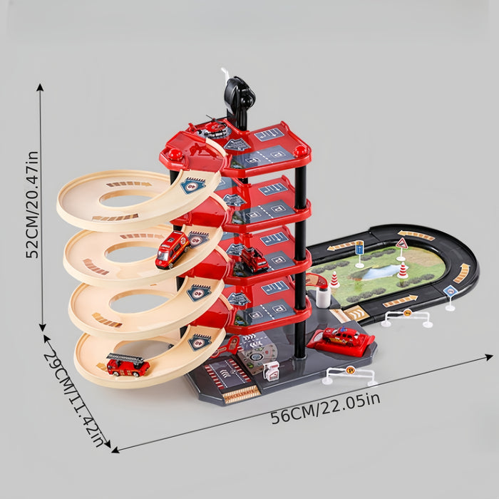FirePark Multi-Level Fire Station Playset with Trucks and Accessories