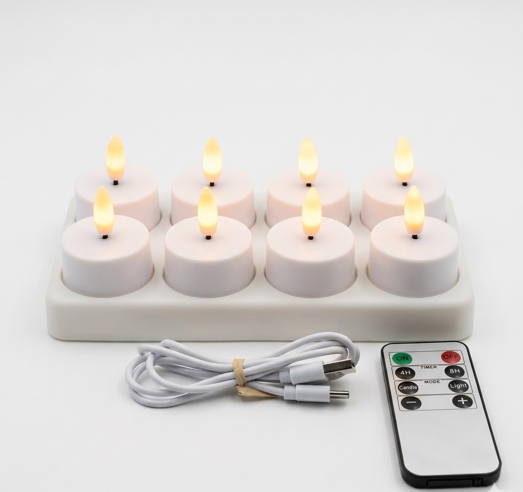 Flameless LED Candles Set USB Rechargeable Remote Timer Home Decor