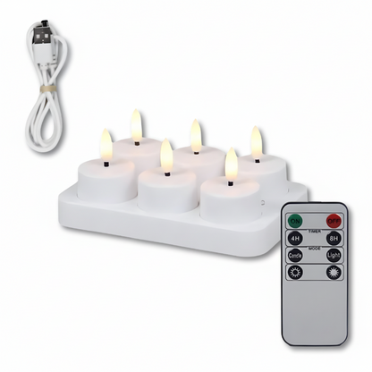 Flameless LED Candles Set USB Rechargeable Remote Timer Home Decor