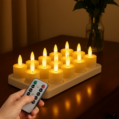 Flameless LED Candles Set USB Rechargeable Remote Timer Home Decor