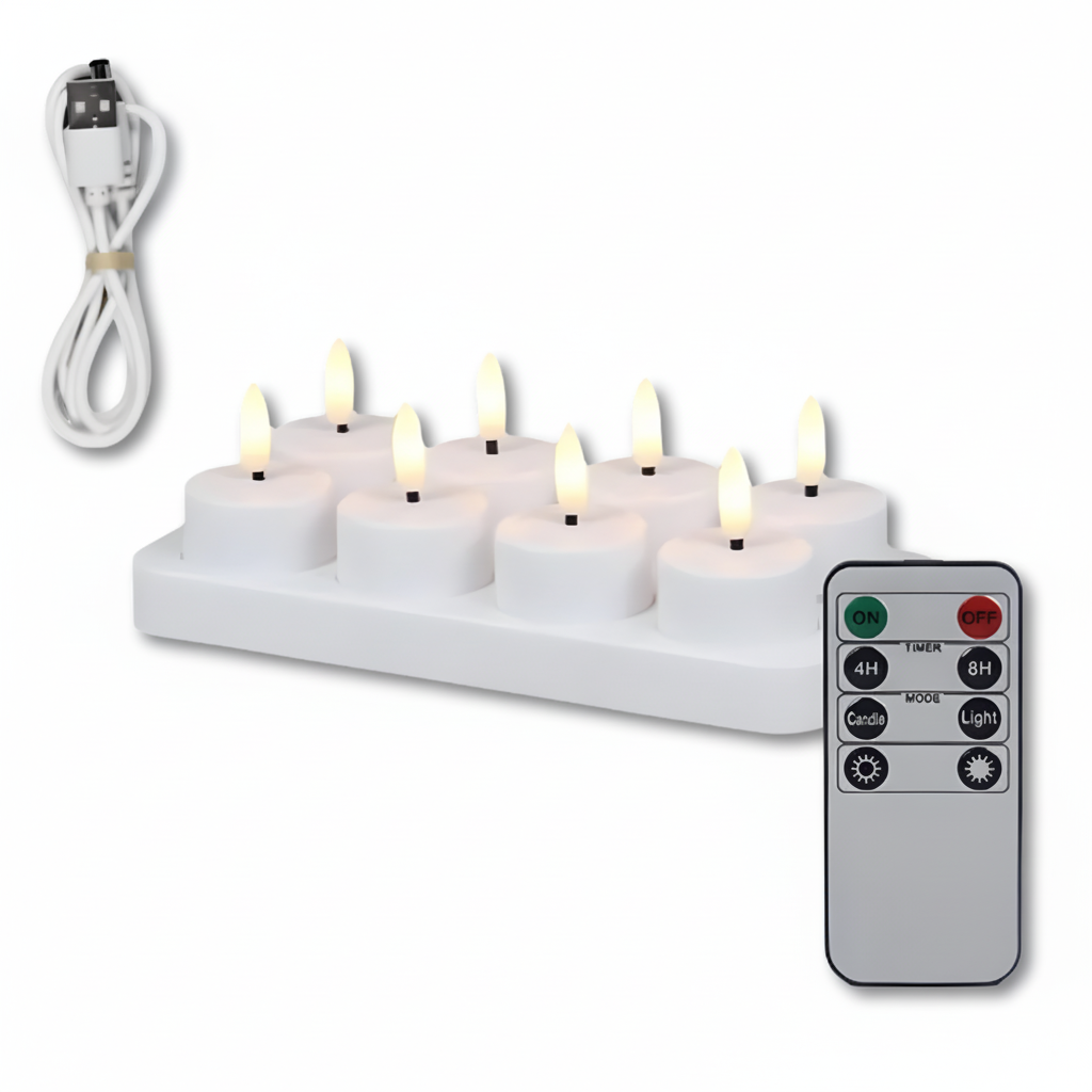 Flameless LED Candles Set USB Rechargeable Remote Timer Home Decor