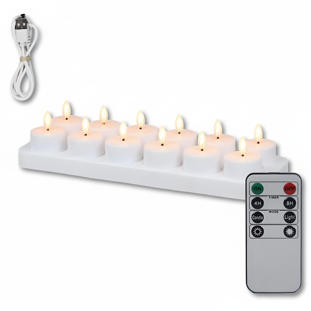 Flameless LED Candles Set USB Rechargeable Remote Timer Home Decor