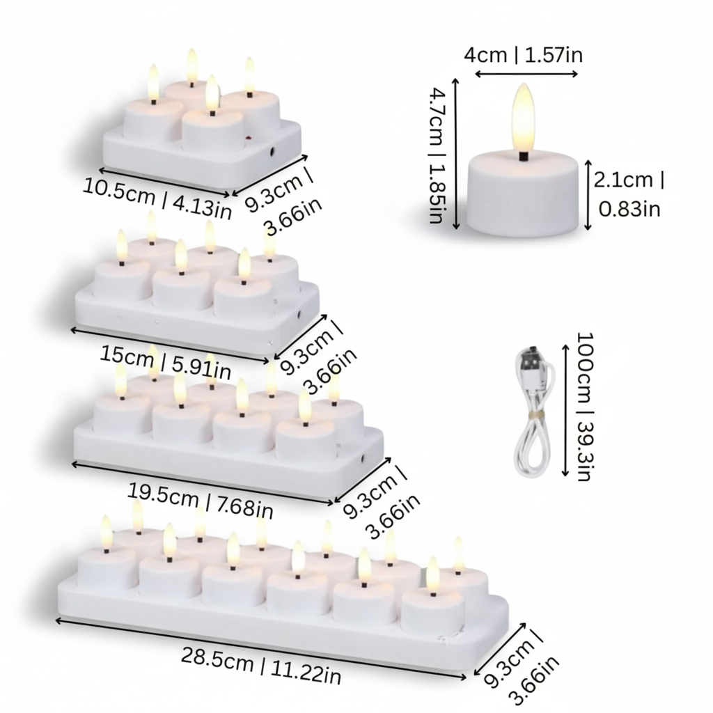 Flameless LED Candles Set USB Rechargeable Remote Timer Home Decor