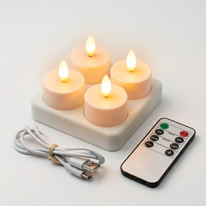 Flameless LED Candles Set USB Rechargeable Remote Timer Home Decor