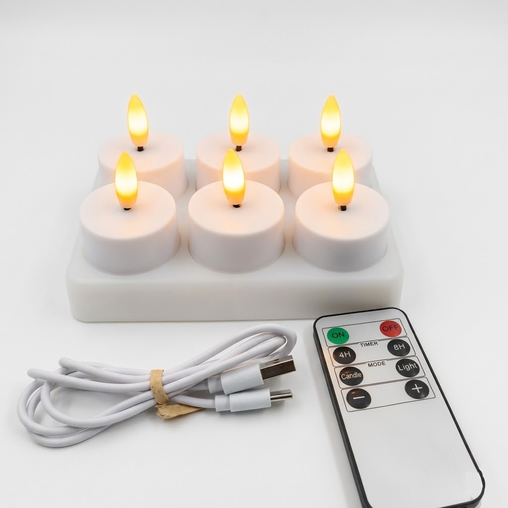 Flameless LED Candles Set USB Rechargeable Remote Timer Home Decor