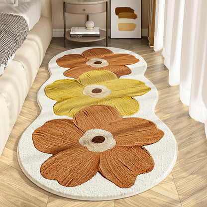 Bloemenkleed met onregelmatige vorm, zachte vloermat voor de slaapkamer, antislipdecoratie