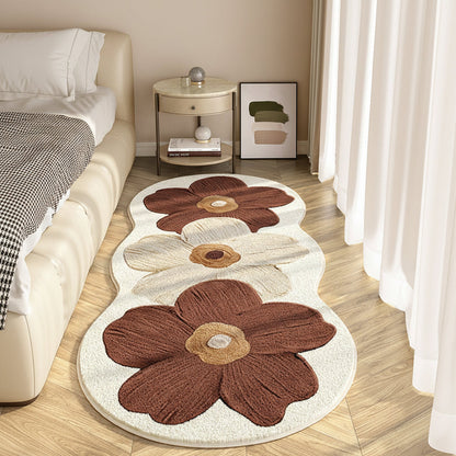 Bloemenkleed met onregelmatige vorm, zachte vloermat voor de slaapkamer, antislipdecoratie