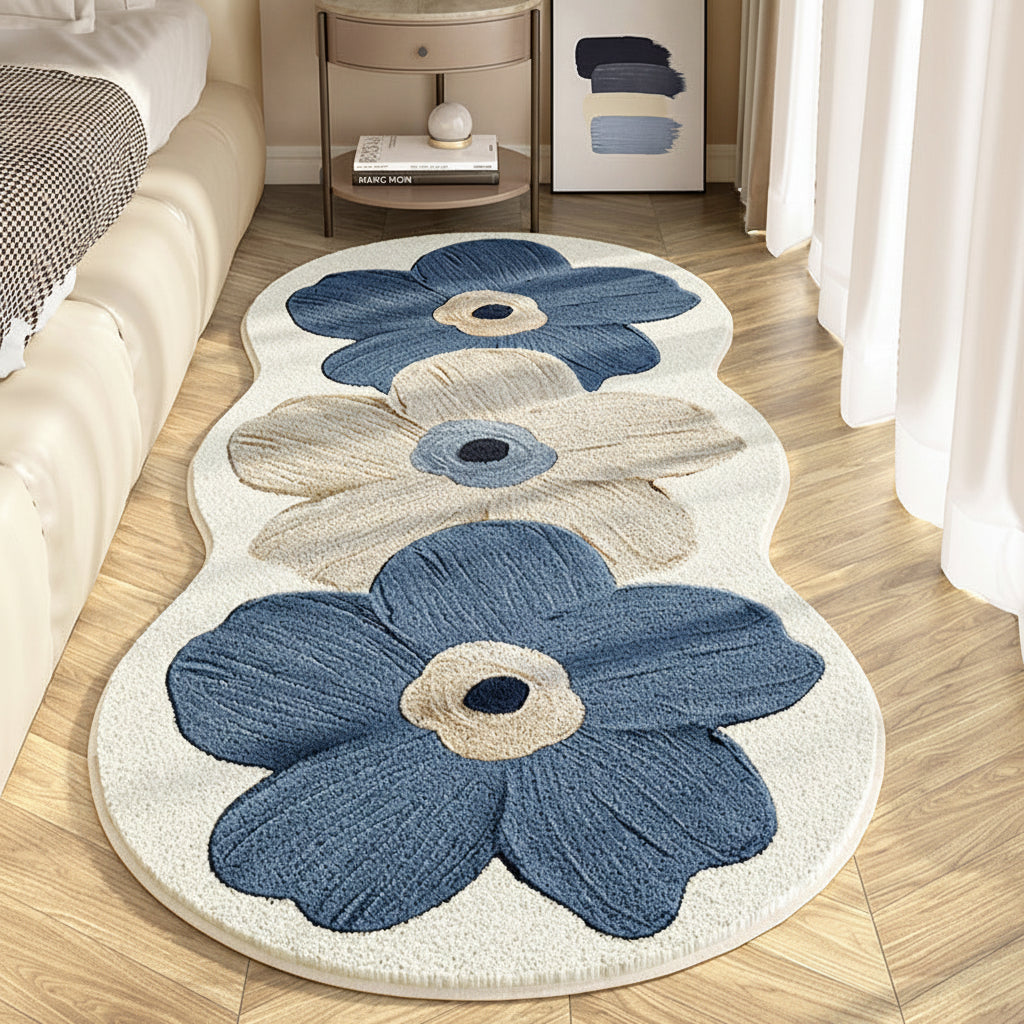 Bloemenkleed met onregelmatige vorm, zachte vloermat voor de slaapkamer, antislipdecoratie