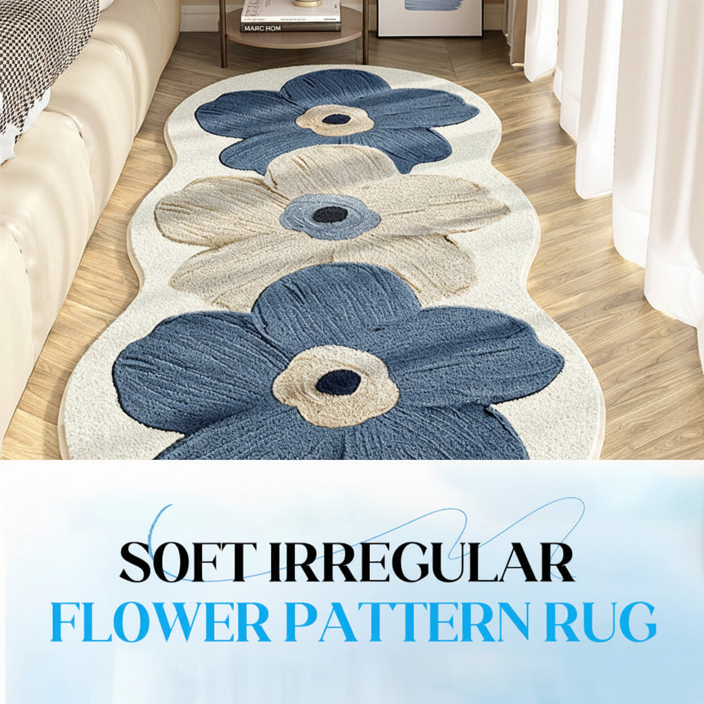 Bloemenkleed met onregelmatige vorm, zachte vloermat voor de slaapkamer, antislipdecoratie