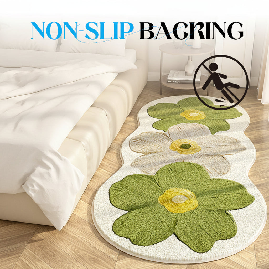 Bloemenkleed met onregelmatige vorm, zachte vloermat voor de slaapkamer, antislipdecoratie