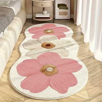 Bloemenkleed met onregelmatige vorm, zachte vloermat voor de slaapkamer, antislipdecoratie