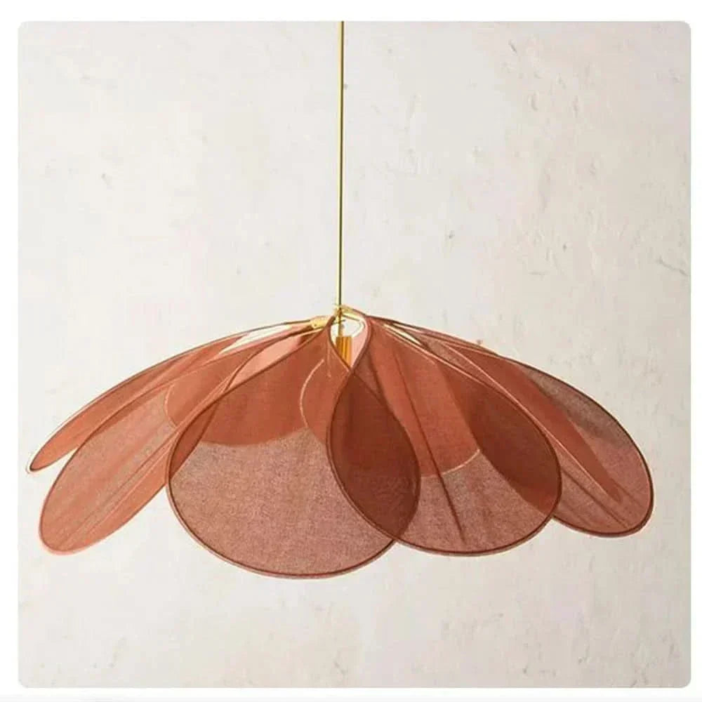Floral Pendant Light with Fabric Shade and Warm Ambient Illumination