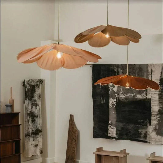 Floral Pendant Light with Fabric Shade and Warm Ambient Illumination