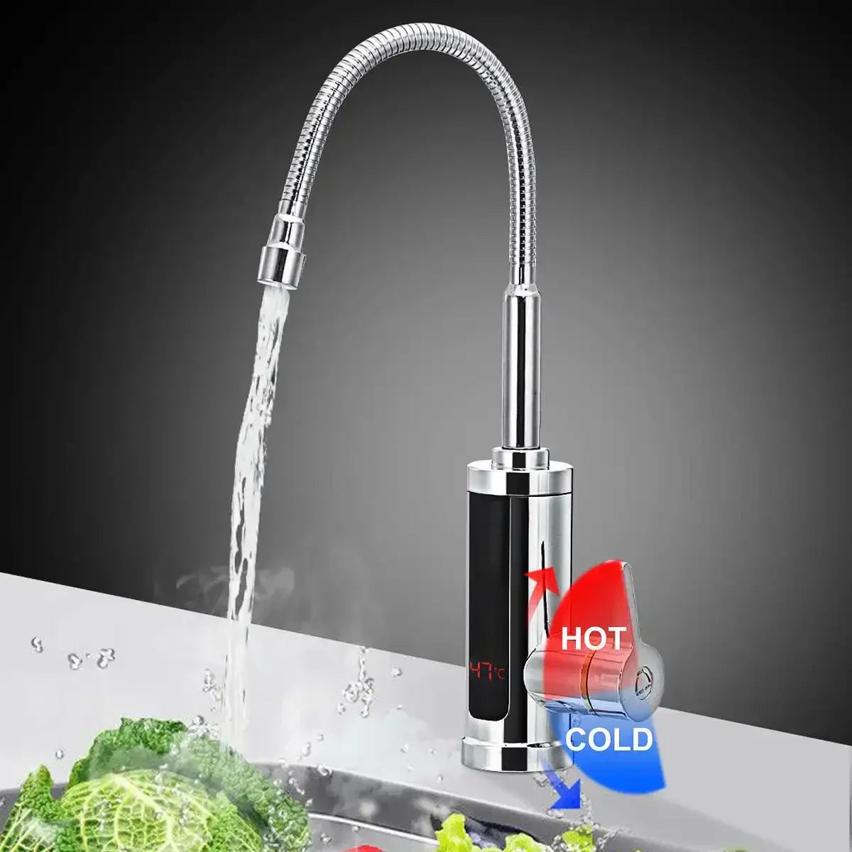 FlowHeat Instant Hot Water Kitchen Tap with Temperature Display