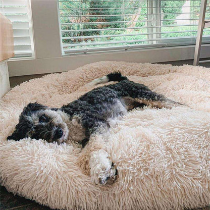 Fluffy Donut Dog Bed with Raised Edge and Plush Faux Fur