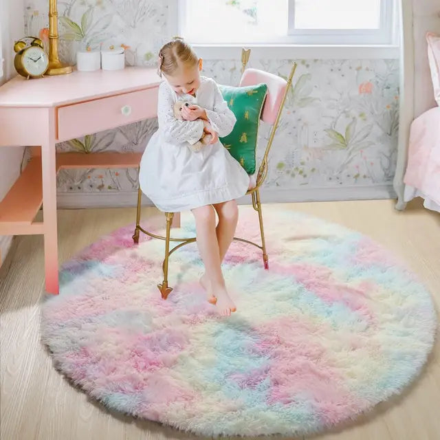 FluffyMat Ultra Soft Plush Round Rug for Bedroom and Living Room