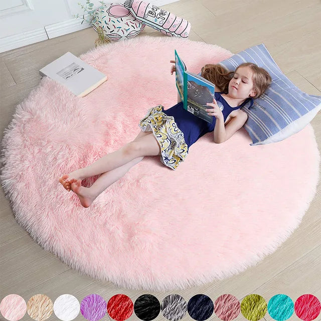 FluffyMat Ultra Soft Plush Round Rug for Bedroom and Living Room