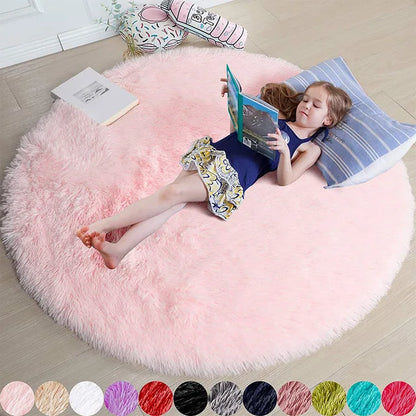 FluffyMat Ultra Soft Plush Round Rug for Bedroom and Living Room
