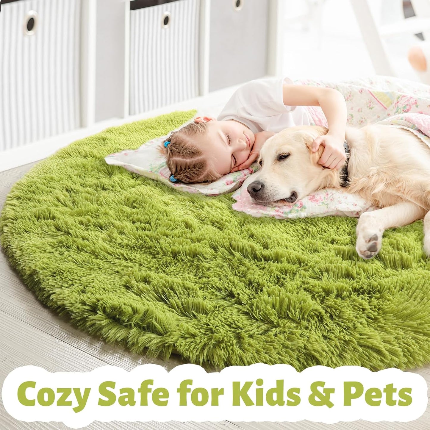 FluffyMat Ultra Soft Plush Round Rug for Bedroom and Living Room