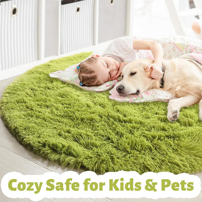 FluffyMat Ultra Soft Plush Round Rug for Bedroom and Living Room