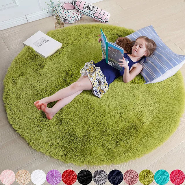 FluffyMat Ultra Soft Plush Round Rug for Bedroom and Living Room