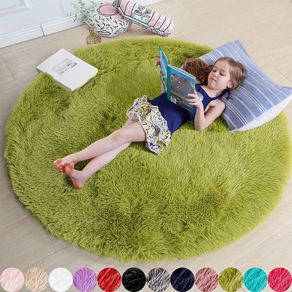 FluffyMat Ultra Soft Plush Round Rug for Bedroom and Living Room