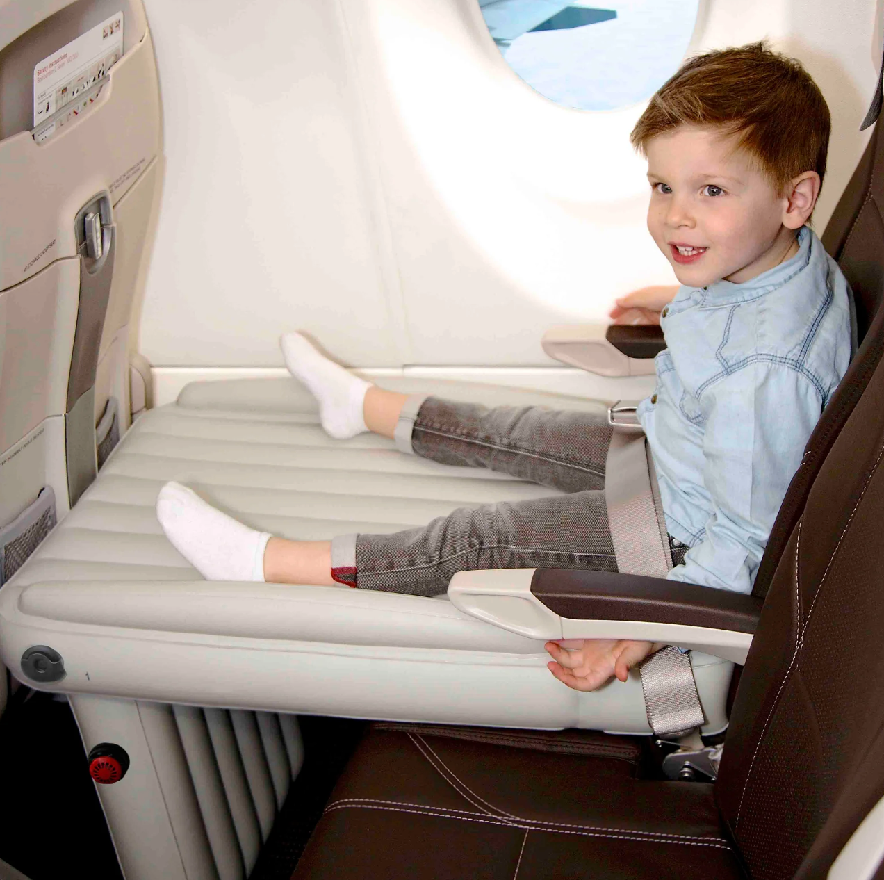 FlyEase Inflatable Airplane Bed for Kids – Portable Travel Sleep Cushion